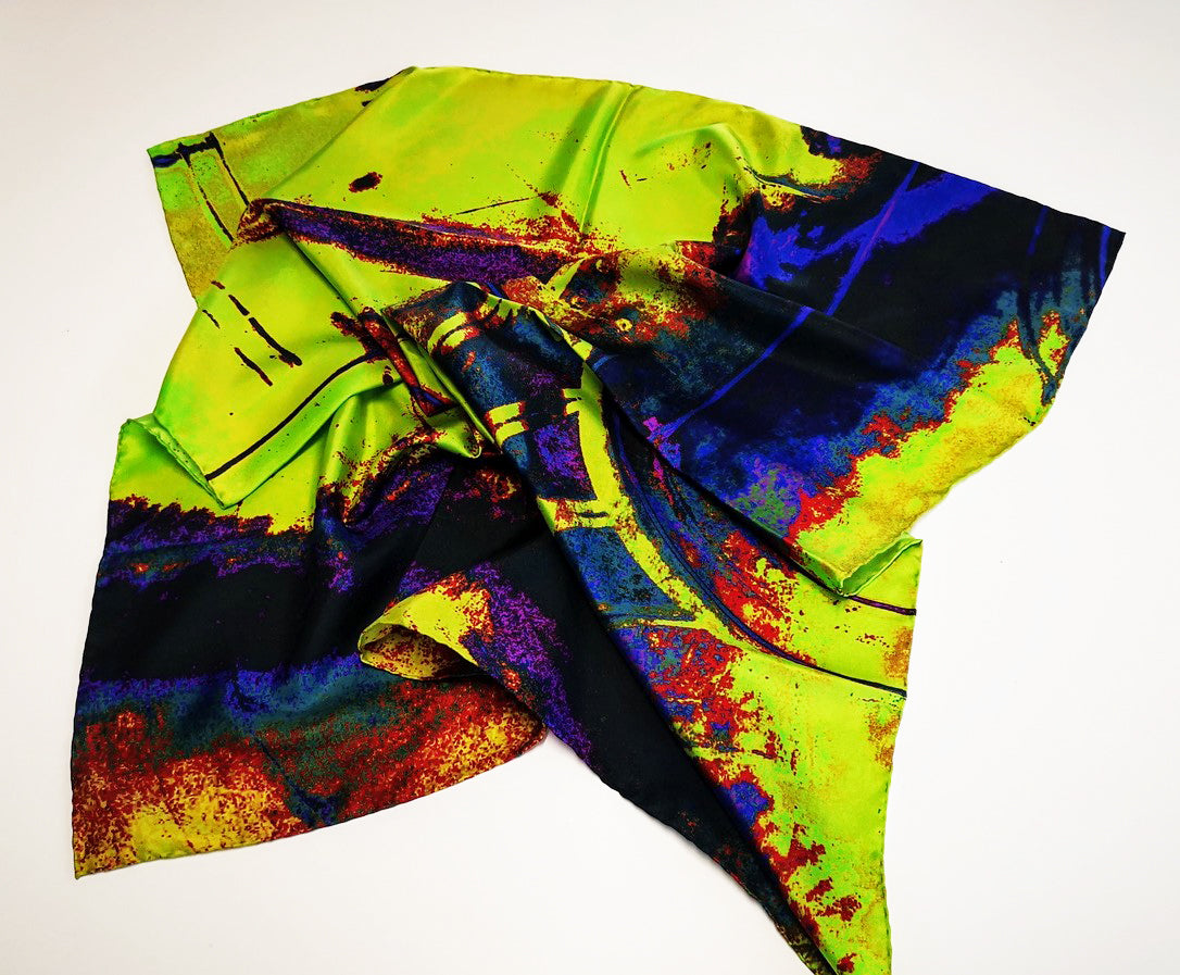 The Steam Train Wheel Silk Square